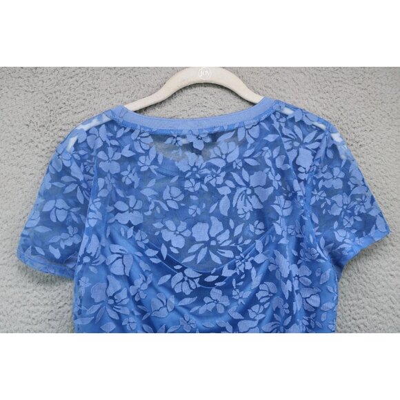 Laundry by Shelli Segal Mesh Overlay Floral Top-Large-Whimsigoth - Picture 10 of 10